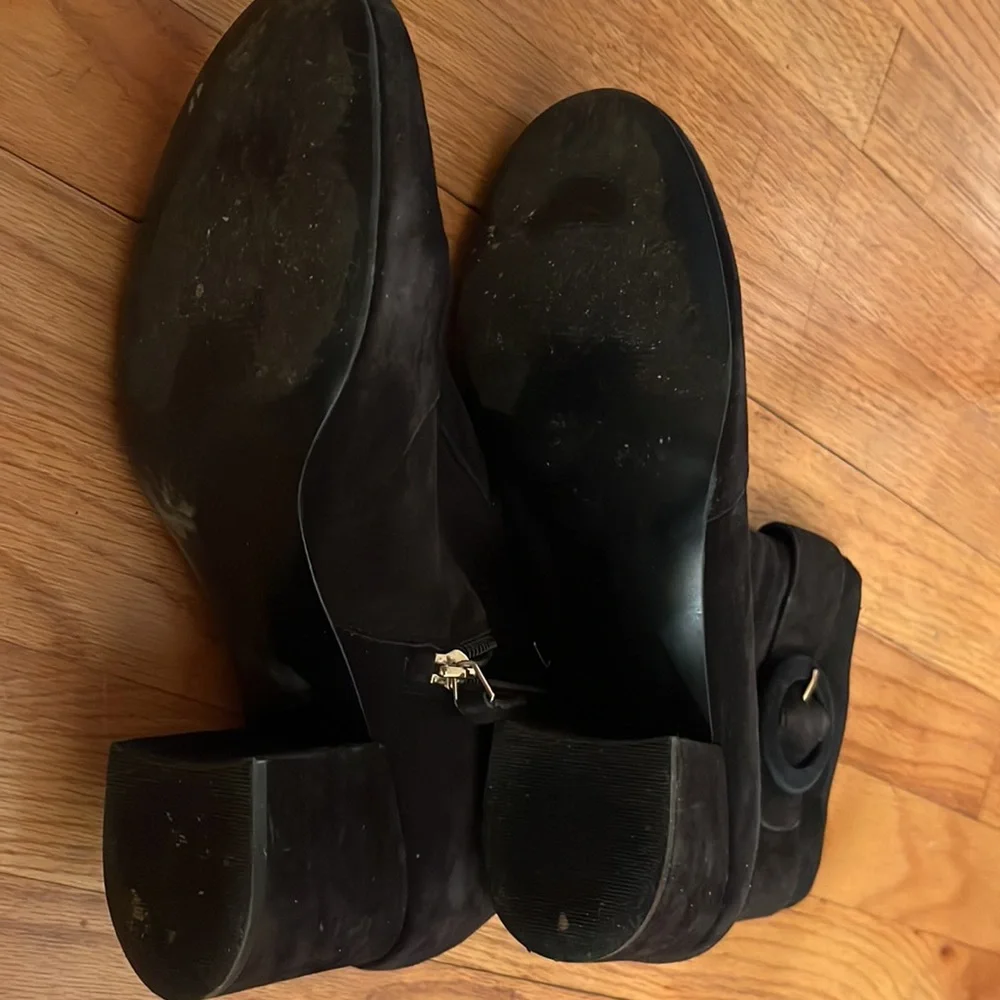 Nine West black suede booties with buckle detail size 9.6